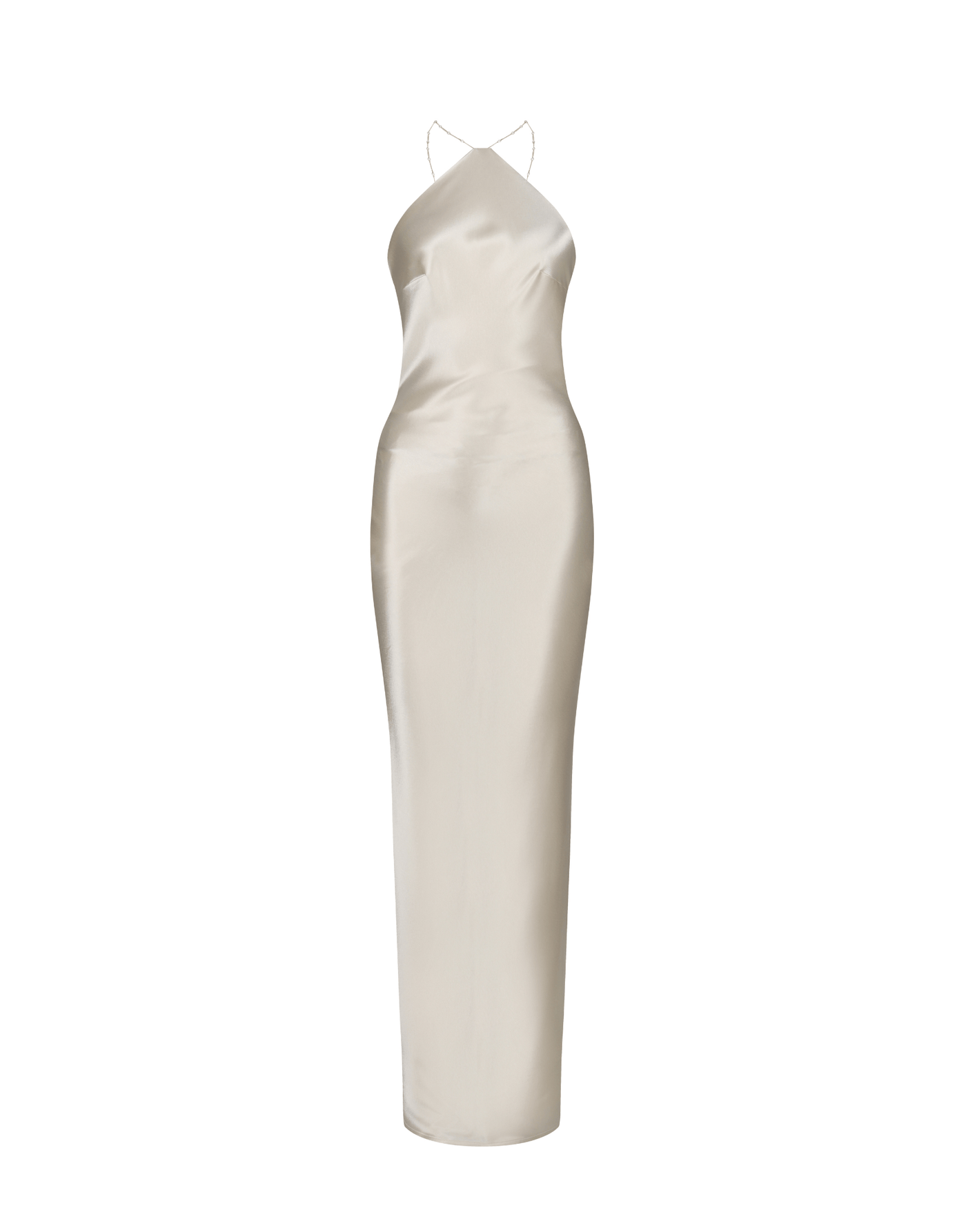 Aubrey Satin Halter Dress - Buttermilk Ivory - HERVANR Official
