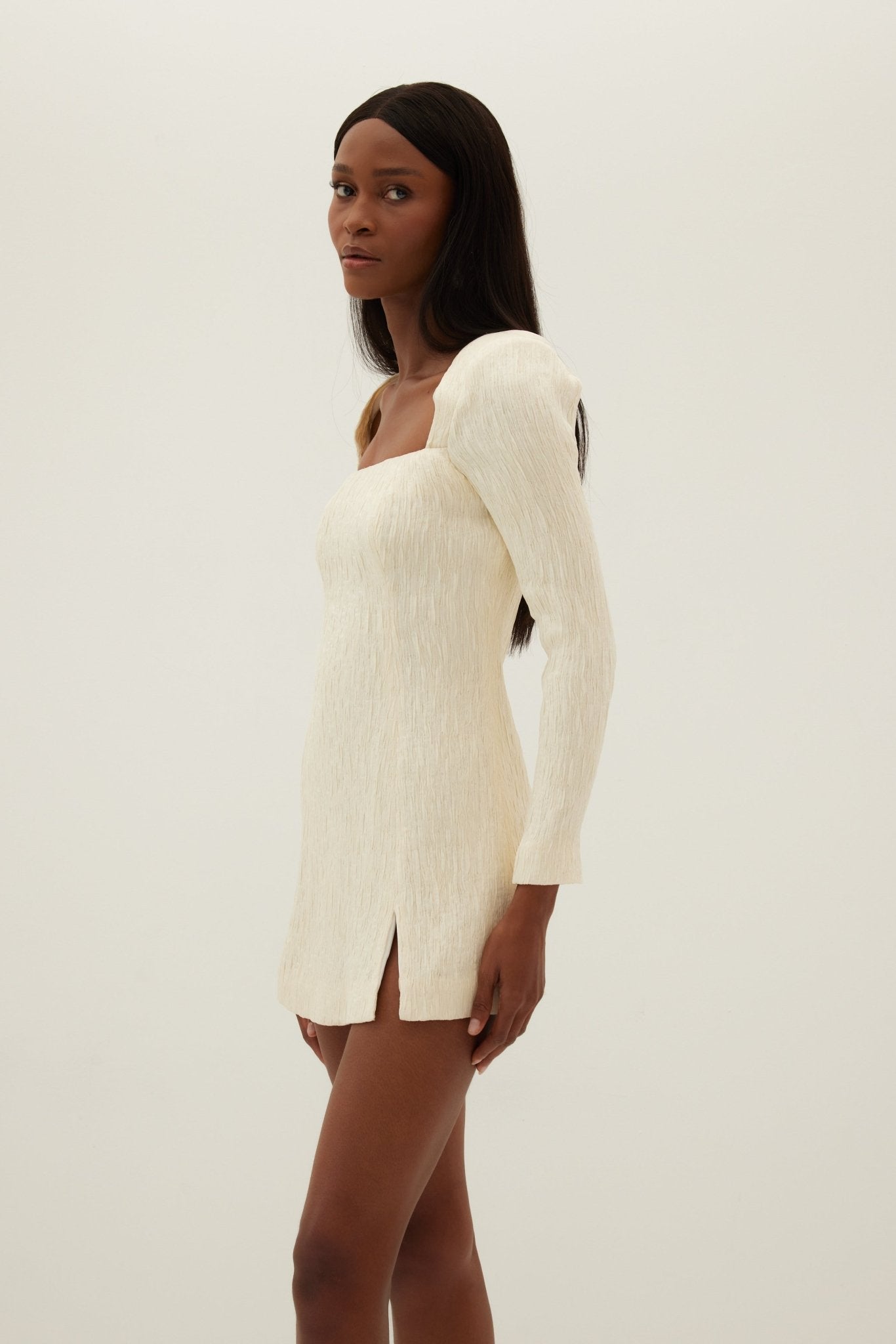 Esma Silk Organza Mini Dress - Ivory - HERVANR Official