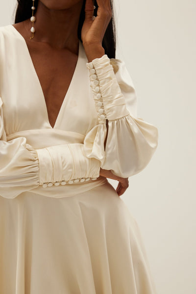 Maya Silk Dress - Ivory - HERVANR Official