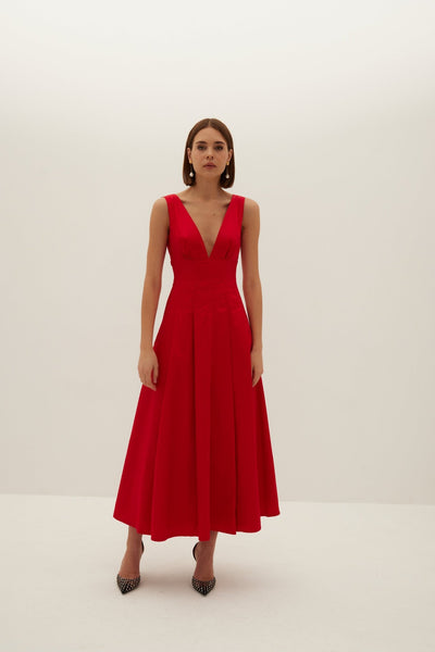 Renee Cotton Maxi Dress - Red - HERVANR Official
