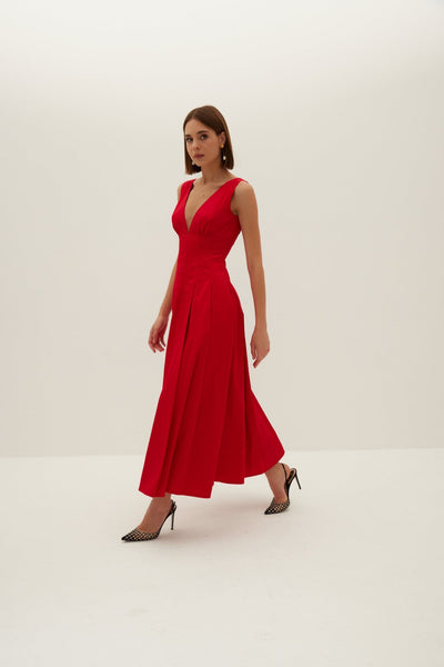 Renee Cotton Maxi Dress - Red - HERVANR Official