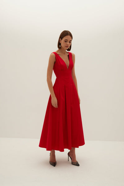 Renee Cotton Maxi Dress - Red - HERVANR Official